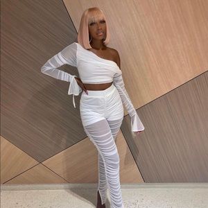 White mesh two piece set